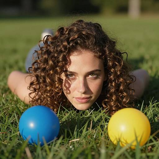 Serene Woman in Lush Green Grass