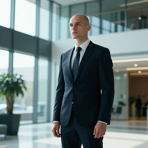 Confident Bald Man in Modern Office