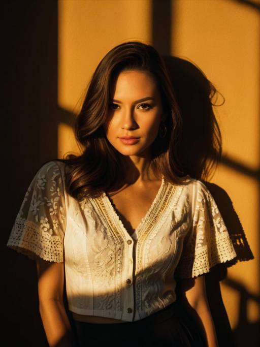 Woman in Sheer White Bohemian Top