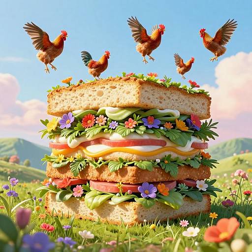 Surreal Towering Sandwich Landscape