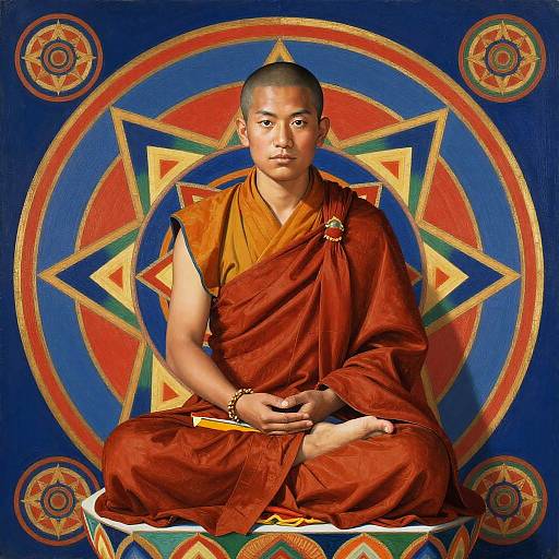 Surreal Tibetan Monk with Mandala