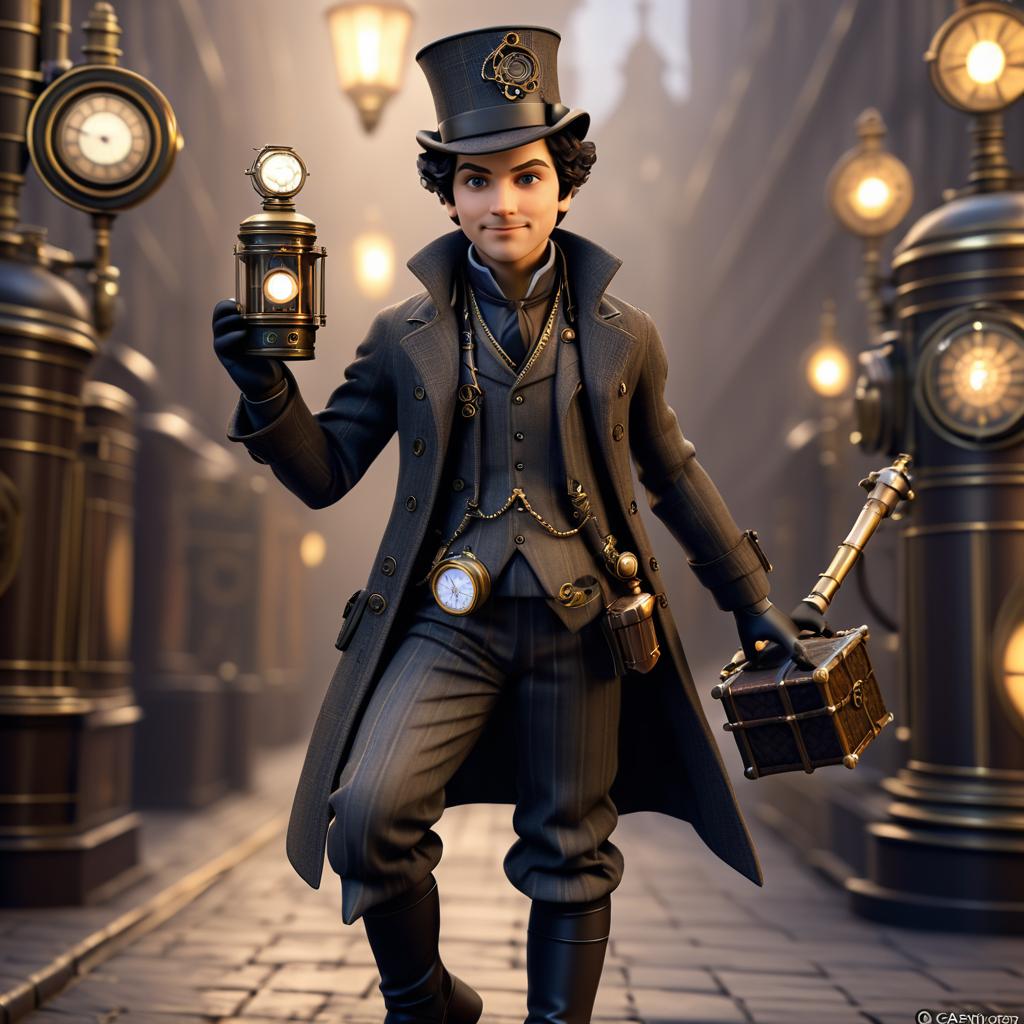 Cute Sherlock Holmes in Steampunk Style