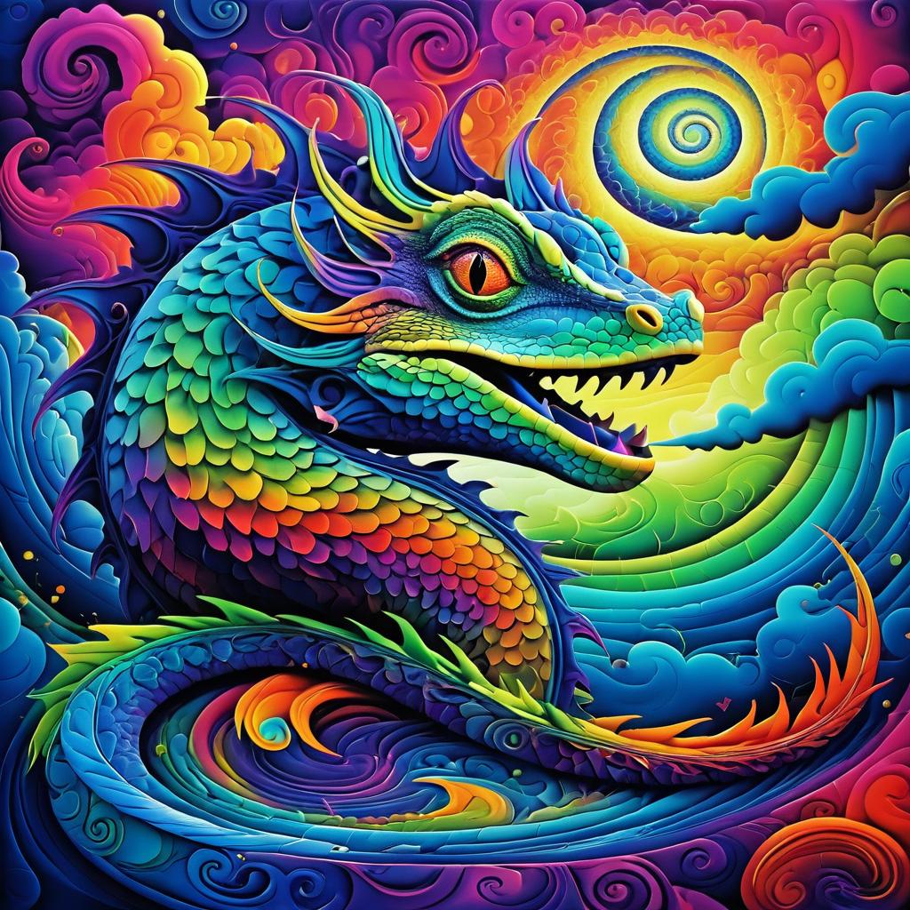 Surreal Lizard in Vibrant Atmosphere