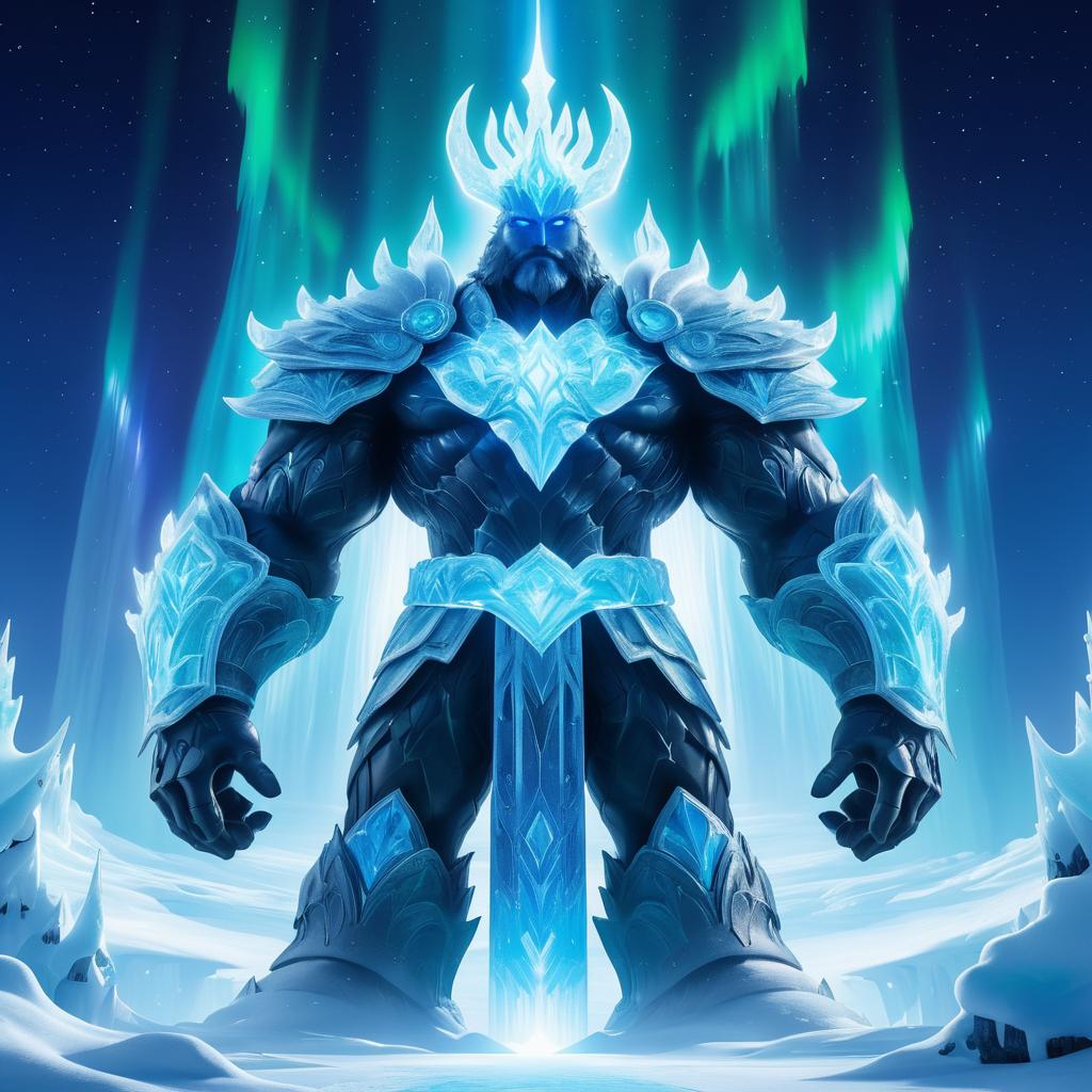 Majestic Ice Titan in Northern Lights