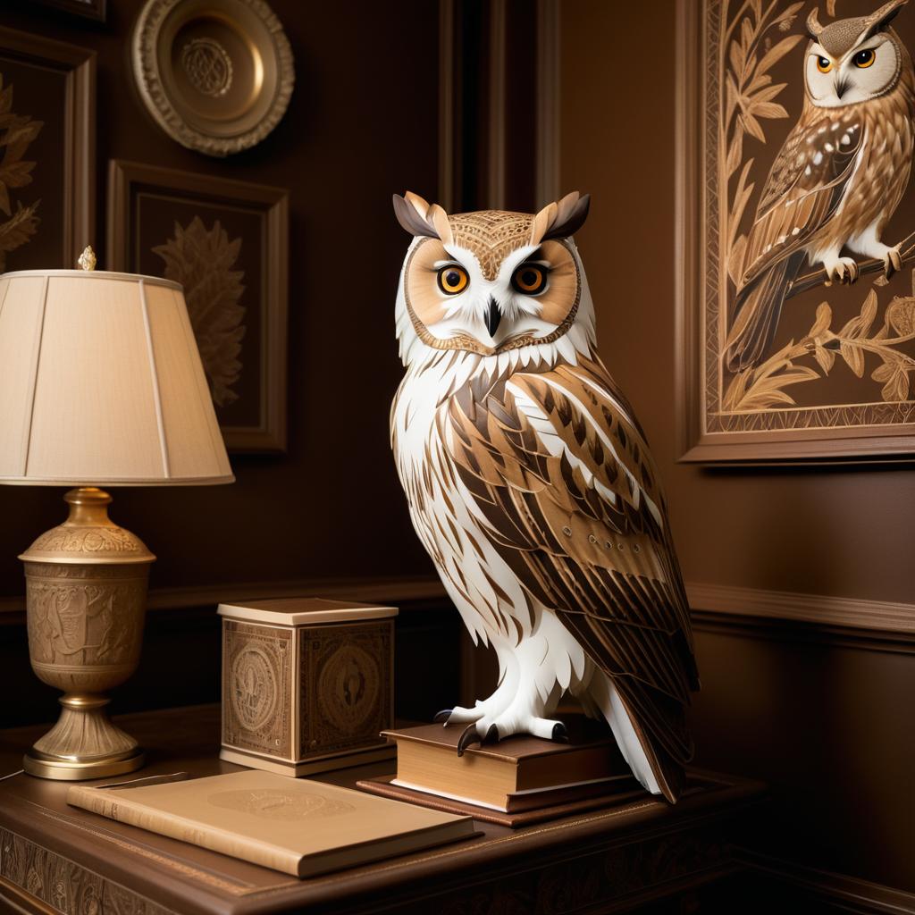 Majestic Owl in Cozy Study Setting