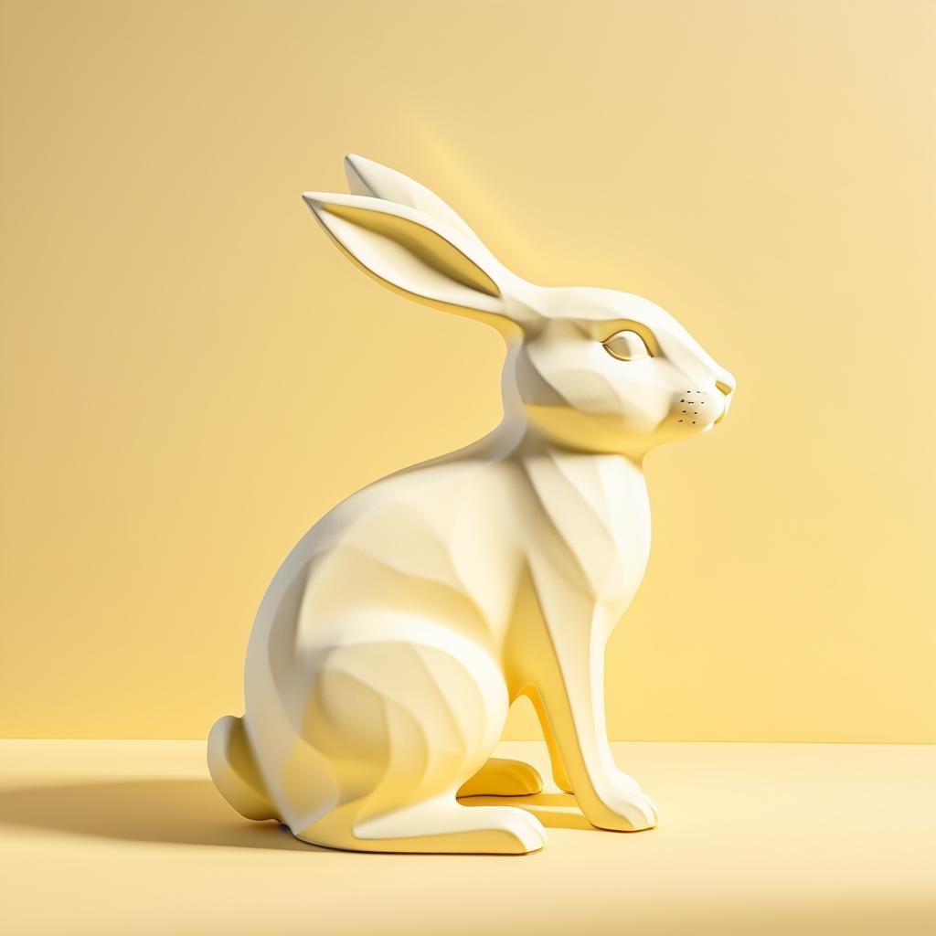 Charming Pastel Rabbit in Dynamic Pose