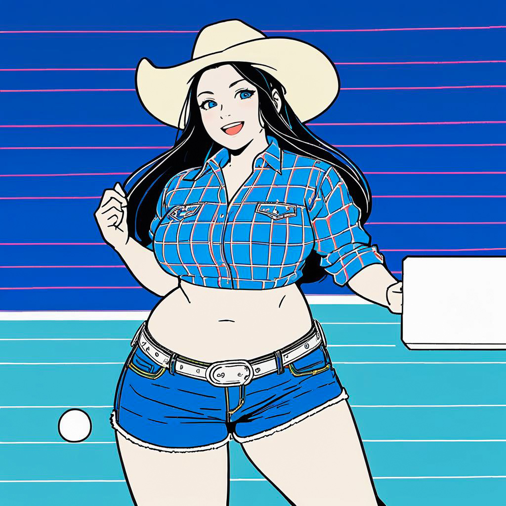 Vibrant Rodeo Girl in Minimalist Style