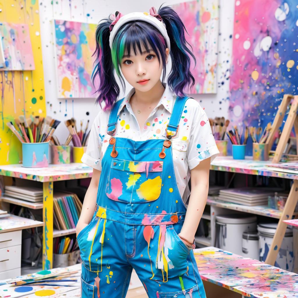 Quirky Artist in a Colorful Chaos