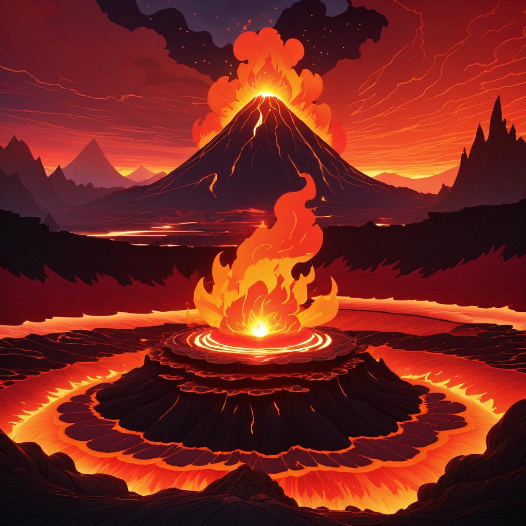 Dramatic Magmar in Fiery Volcanic Landscape