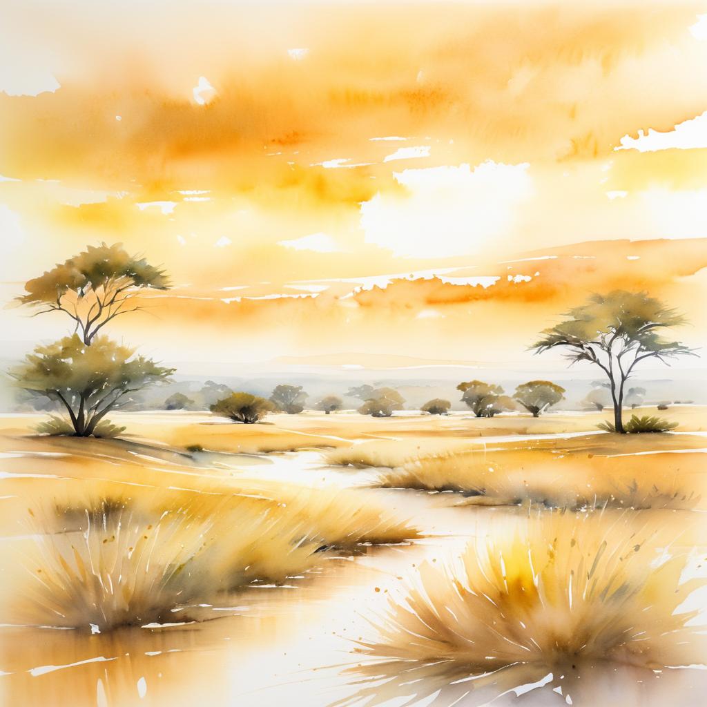 Tranquil Lion in Golden Savanna Landscape