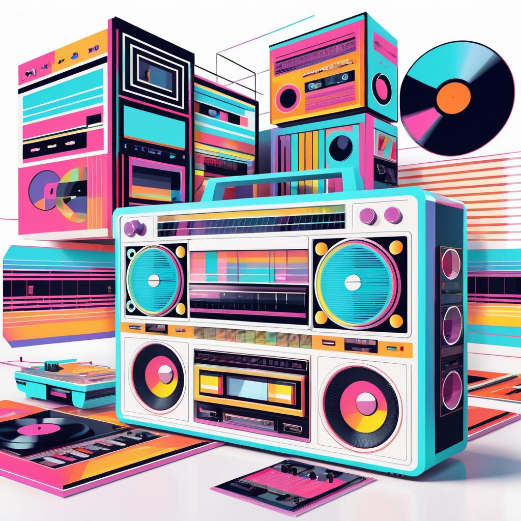 1980s Boombox Digital Art Delight