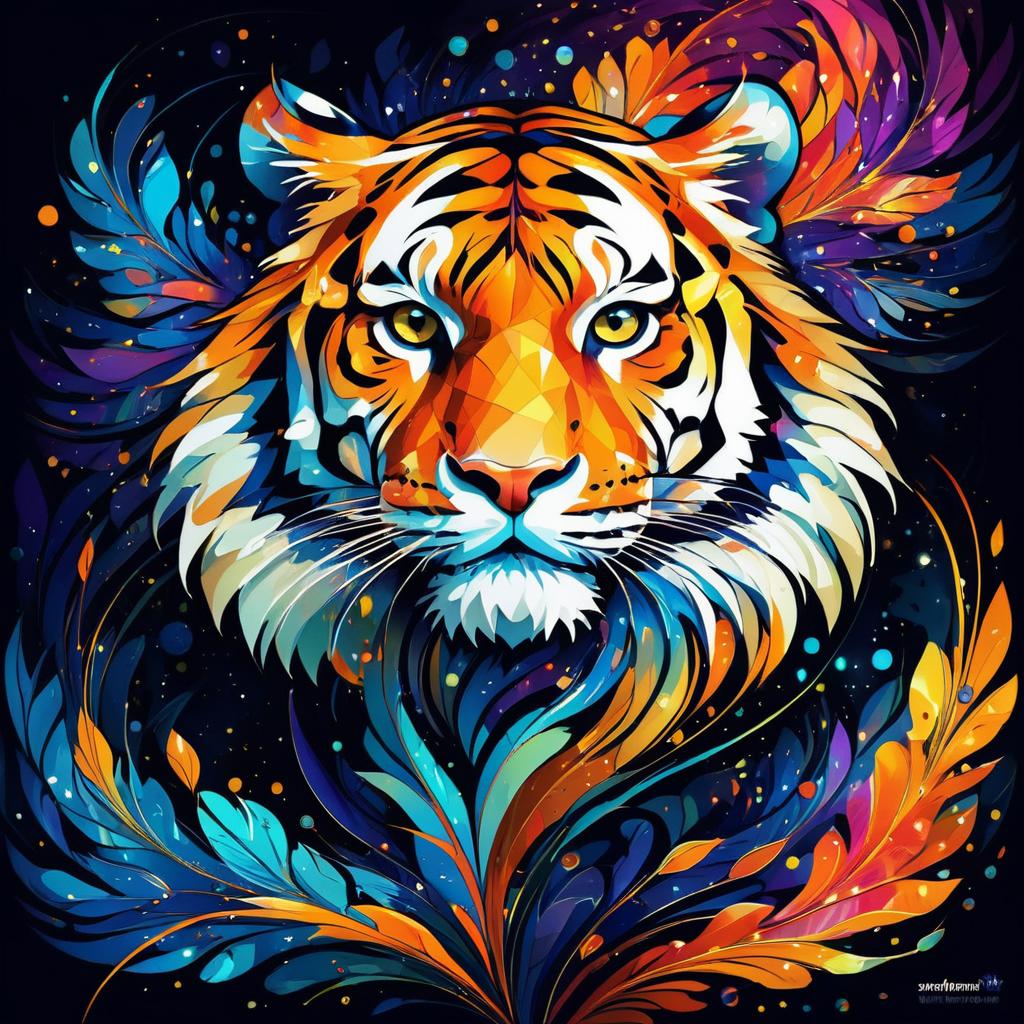 Majestic Tiger Portrait in Vibrant Colors