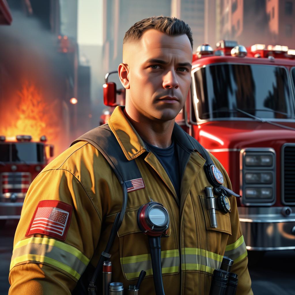 Heroic Firefighter in Ultra-Detailed Artwork