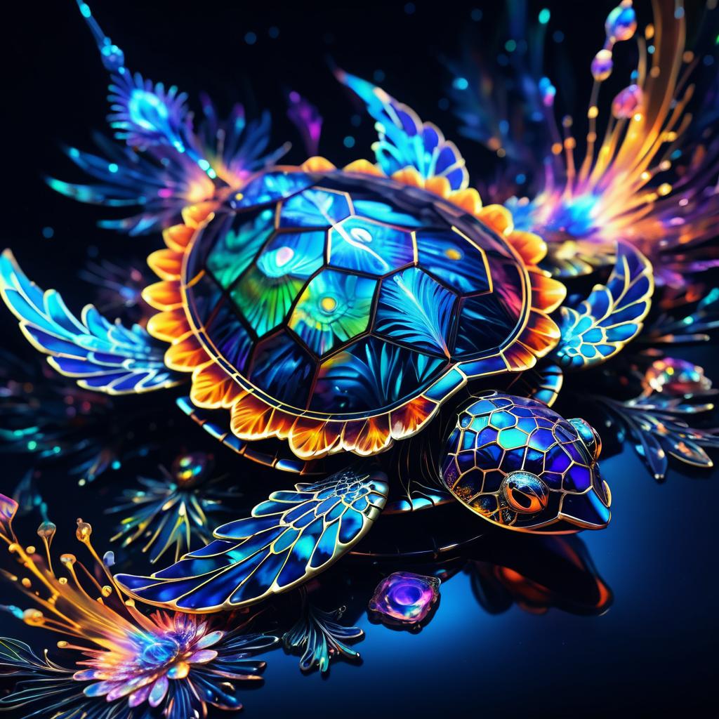 Enchanting Crystal Turtle in Night Art