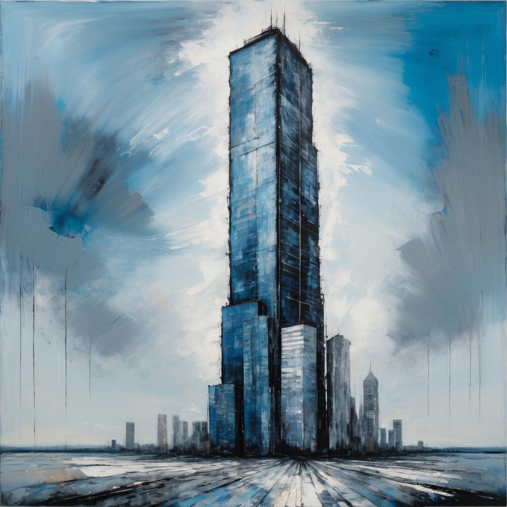 Cool Blues Skyscraper Abstract Art