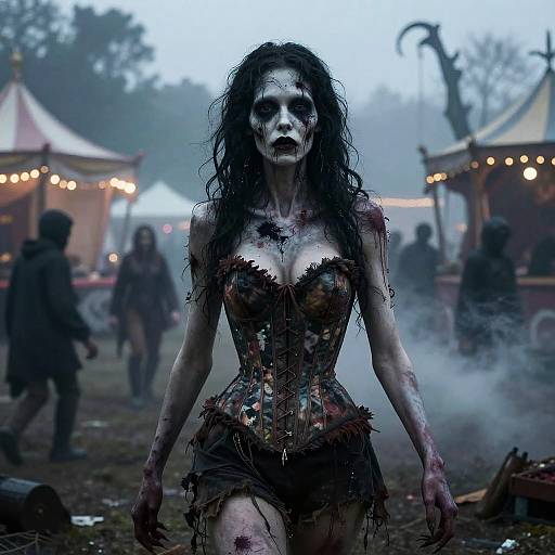 Haunted Carnival with Zombie Woman
