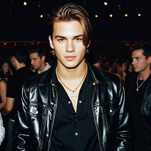 Young man in black leather jacket at nightclub