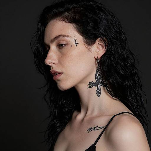 Portrait of Freckled Woman with Tattoos