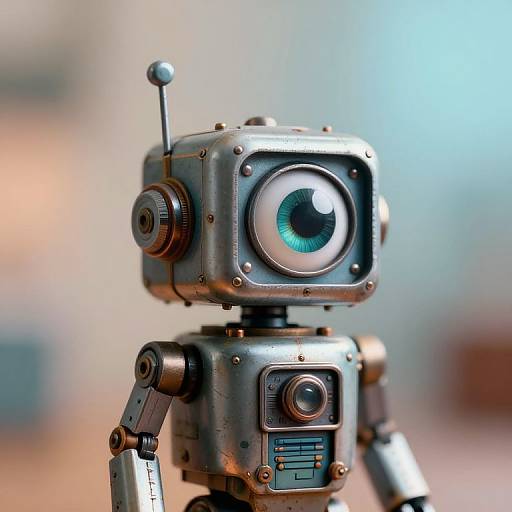 Whimsical Vintage Robot with Expressive Eyes