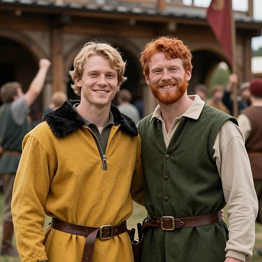 Medieval Celebration with Joyful Men