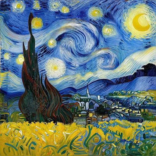 Vibrant digital painting of Van Gogh's 