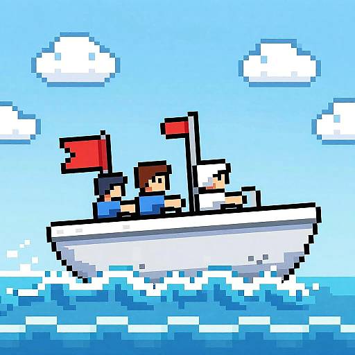 Pixel Art Ship Racing Scene