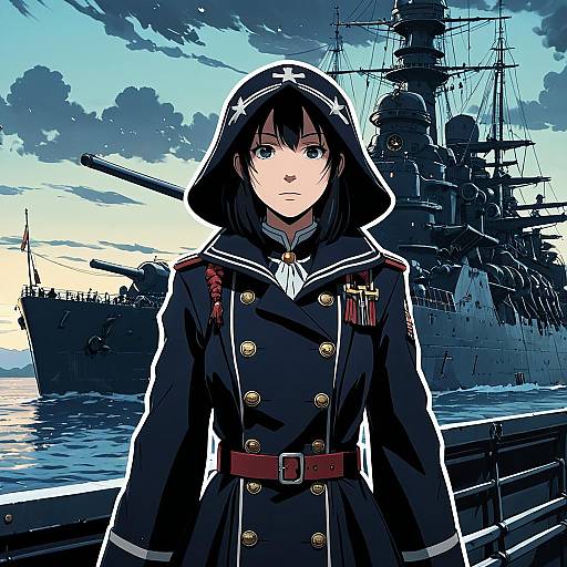 Anime Inquisitor Maria with WWII Warship