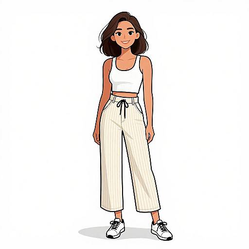 Smiling Woman in Chic Casual Outfit