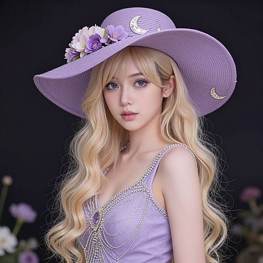 Ethereal Blonde Woman in Lavender