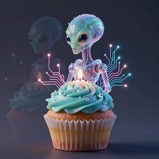 Bioluminescent Cupcake Alien Android Portrait