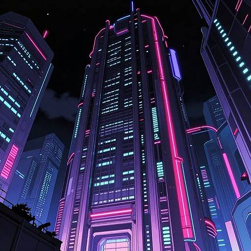 Cyberpunk Neon Cityscape Architecture