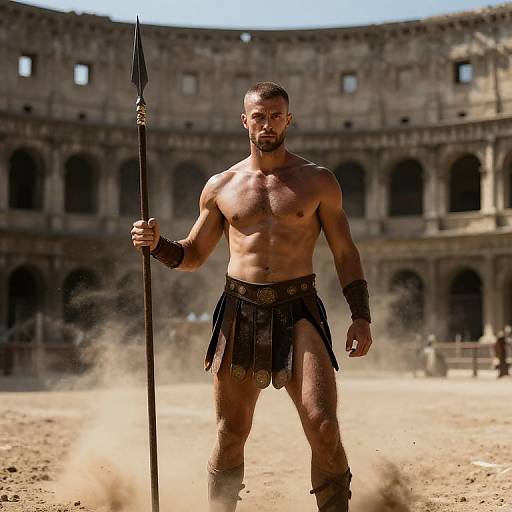Epic Barechested Gladiator in Coliseum