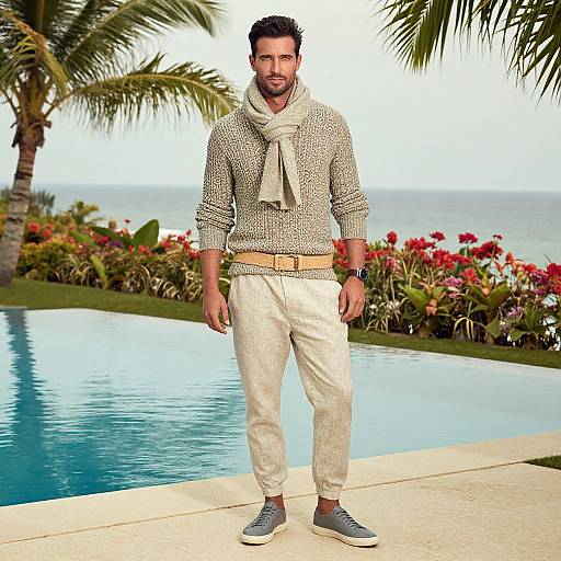 Stylish Man in Tropical Garden