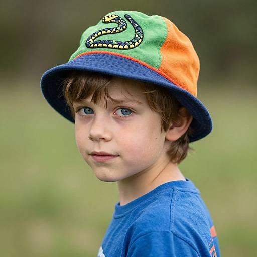 Boy with Colorful Snake Hat