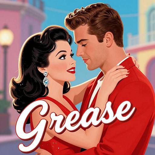 Retro Glamour Couple Embrace Illustration