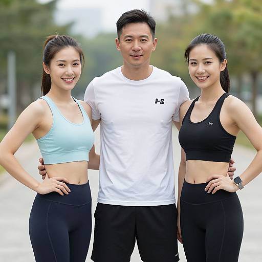 Outdoor Fitness Training Team Pose