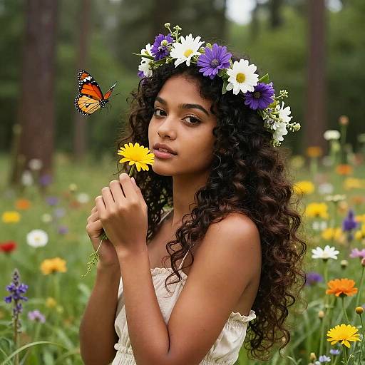 Sunlit Meadow: Serene Floral Nude Portrait