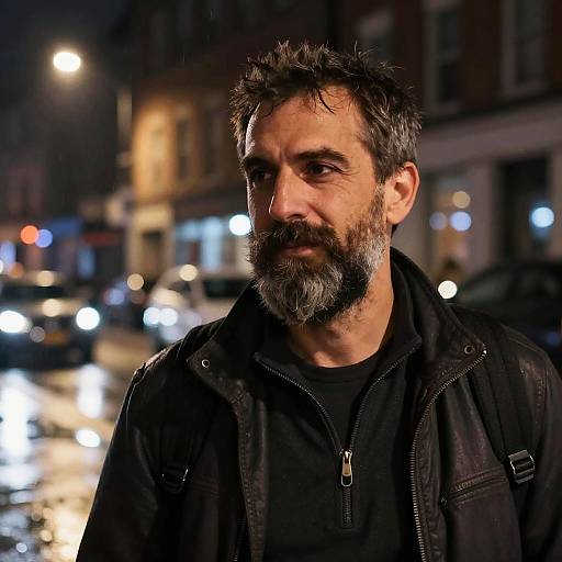 Candid Rainy Night Portrait of Man