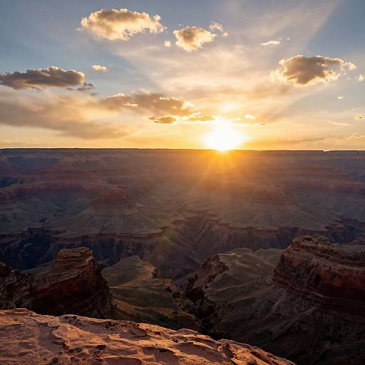 Golden Sun Flare Over Rugged Canyon