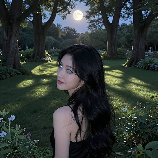 Enigmatic Character in Twilight Garden