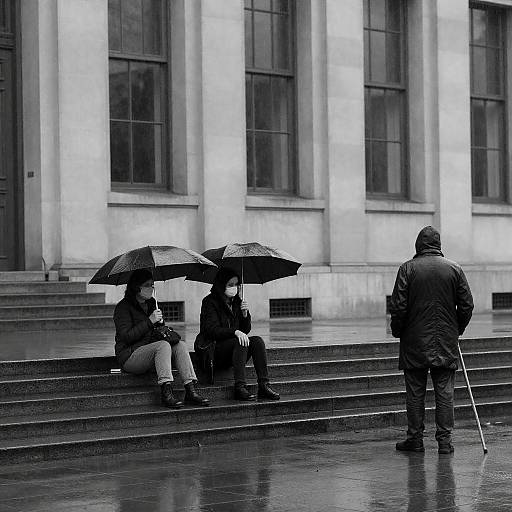 Moody Rainy Urban Scene in Black and White