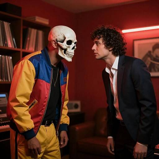 Intense Encounter in Dimly Lit Room