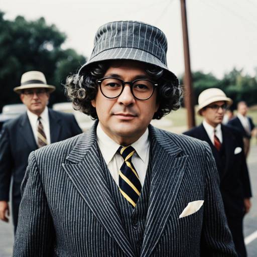 Vintage 1940s Man in Pinstripe Suit and Bucket Hat