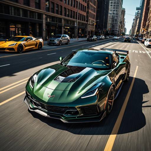Dark Green C7 Corvette ZR1 on City Street