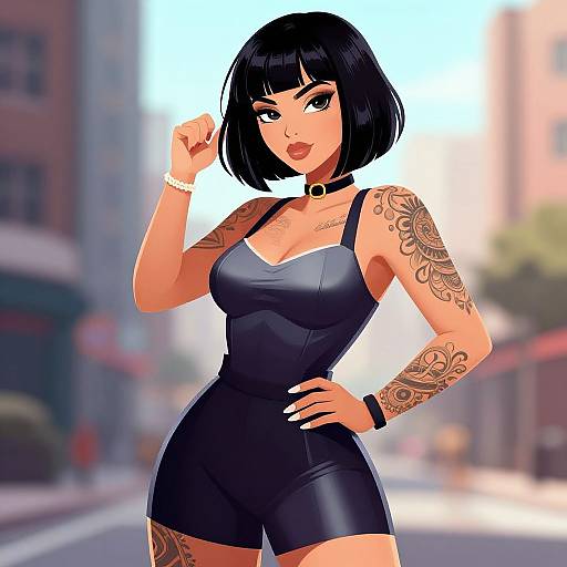 Confident Woman Urban Digital Illustration