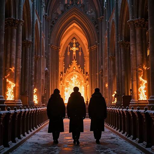 Fiery Gothic Cathedral Silhouettes