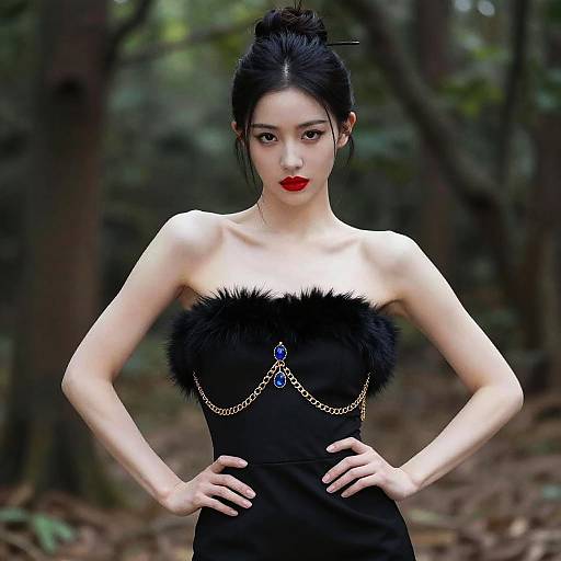 Elegant Asian Woman in Forest