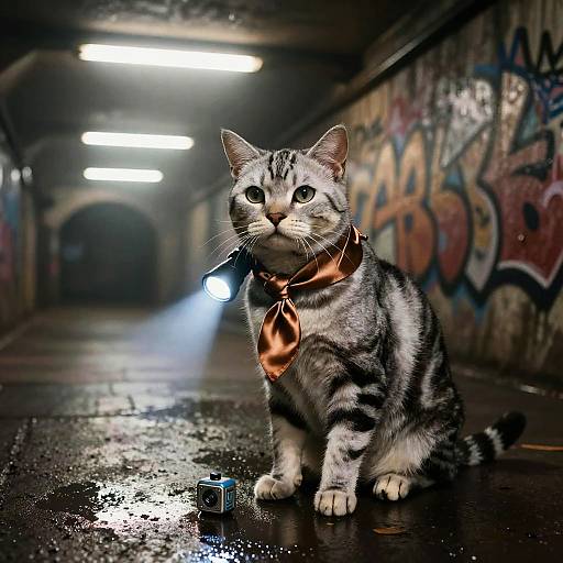 Noir Silver Tabby Detective Scene