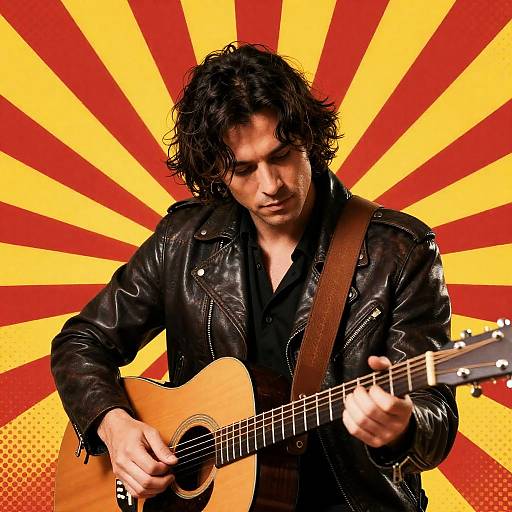 Male Musician with Acoustic Guitar Portrait