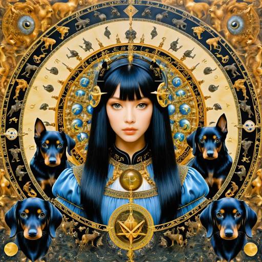 Kawaii Aquarius Portrait with Dobermanns